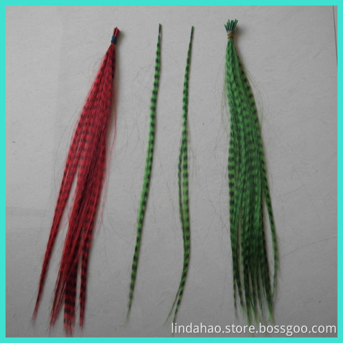 2011 hot sale thin striped synthetic feather hair extension